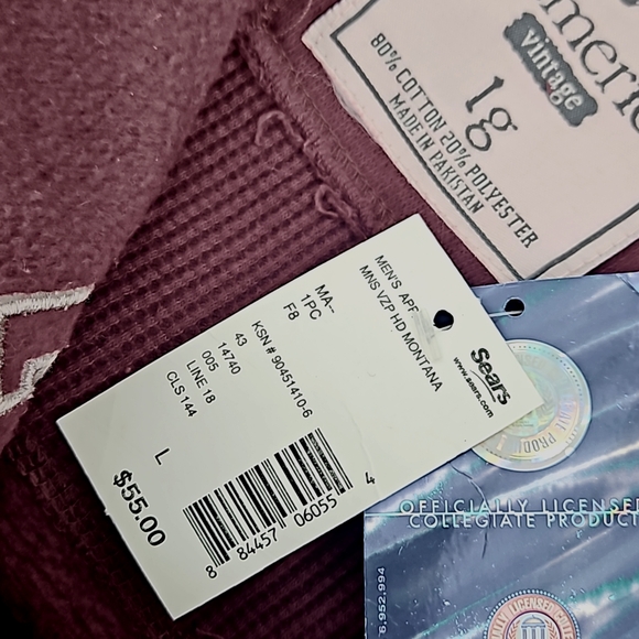 J. America Montana Men's Y2K Burgundy Mock Neck Pullover Sweatshirt szL NWT - Picture 7 of 8